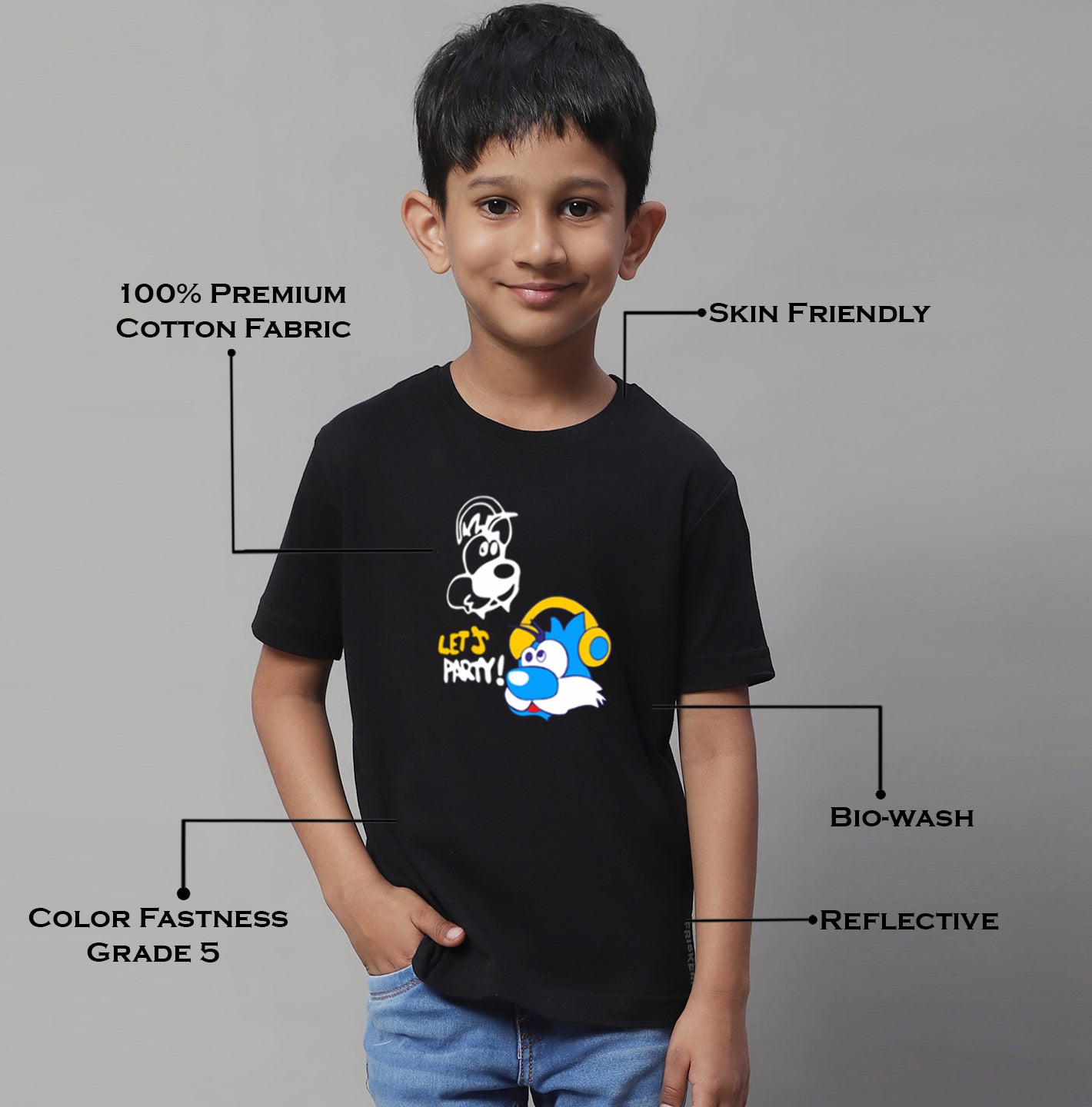 Boys Lets Party Regular Fit Printed T-Shirt - Friskers