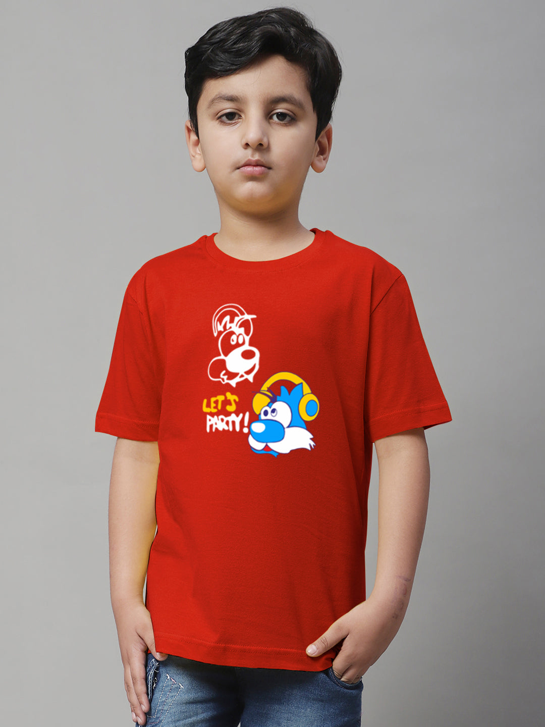 Boys Lets Party Regular Fit Printed T-Shirt - Friskers