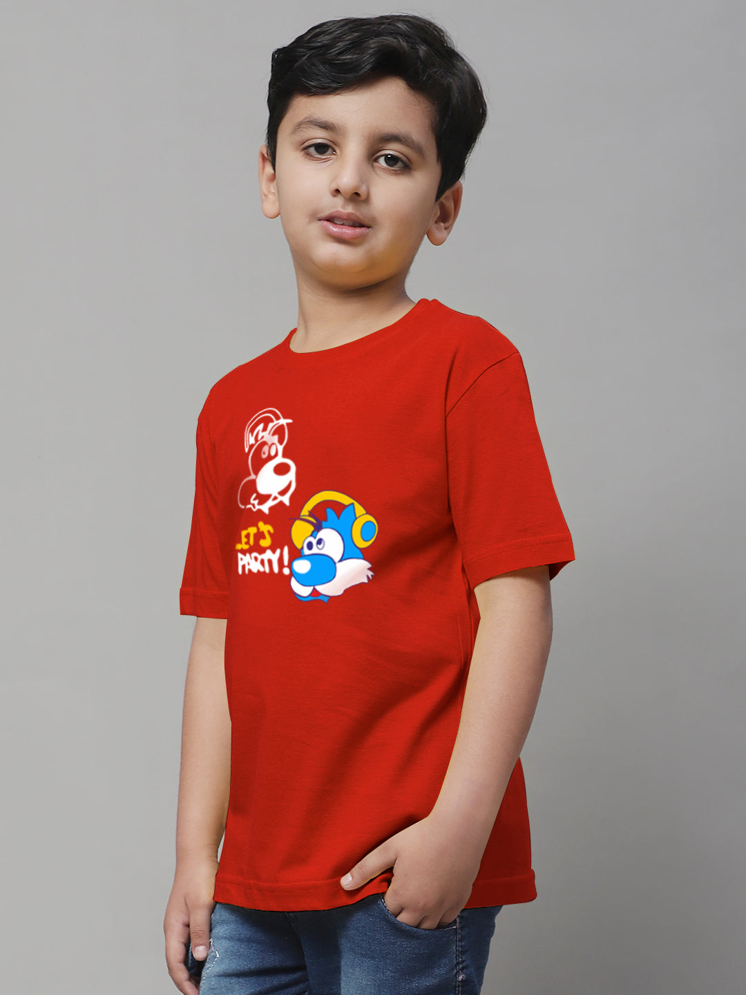 Boys Lets Party Regular Fit Printed T-Shirt - Friskers