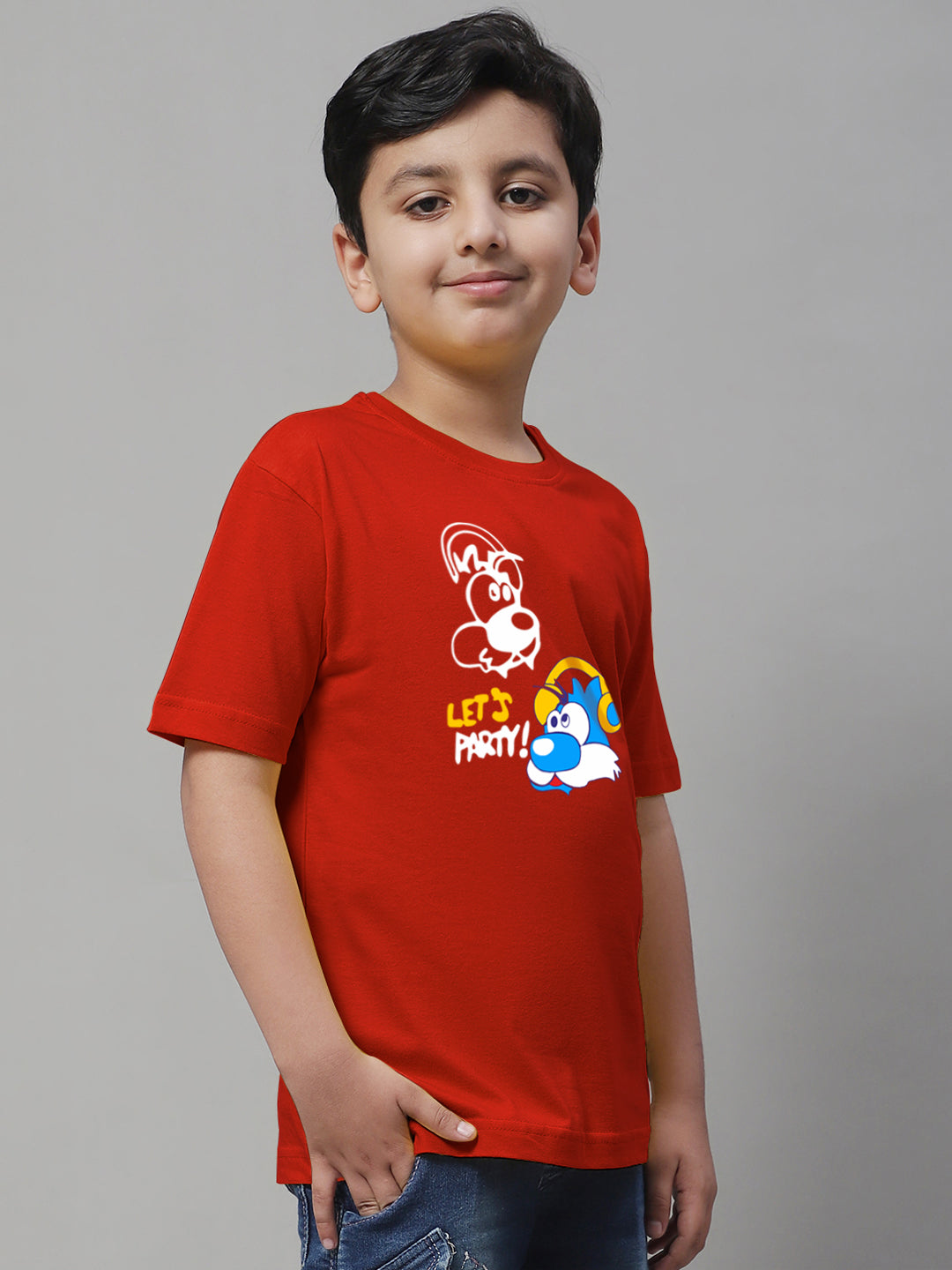 Boys Lets Party Regular Fit Printed T-Shirt - Friskers