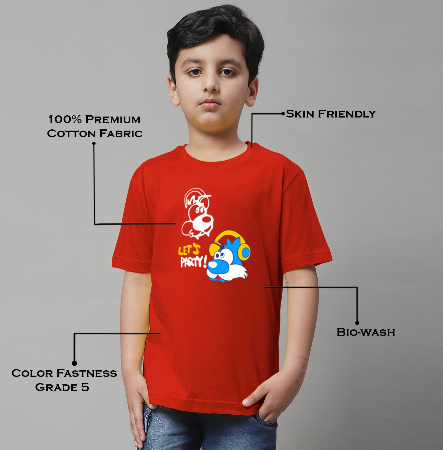Boys Lets Party Regular Fit Printed T-Shirt - Friskers