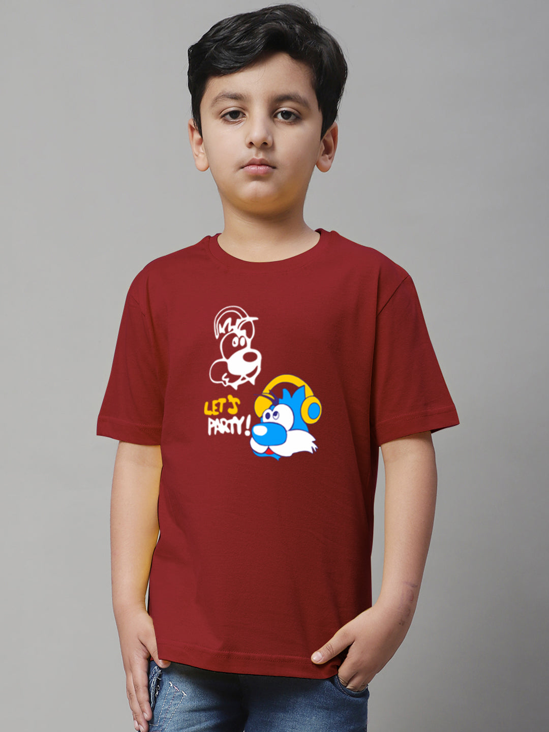 Boys Lets Party Regular Fit Printed T-Shirt - Friskers
