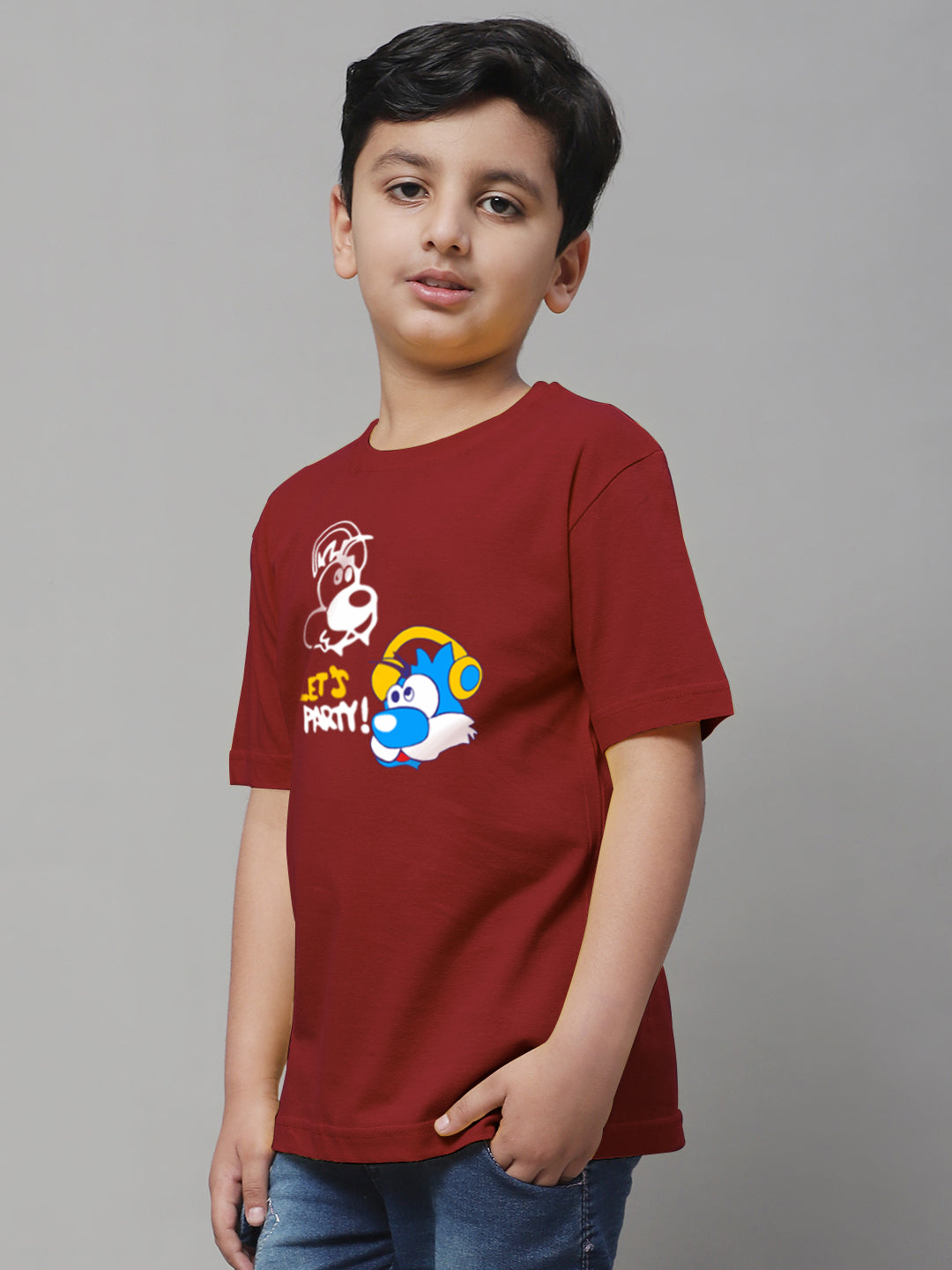Boys Lets Party Regular Fit Printed T-Shirt - Friskers