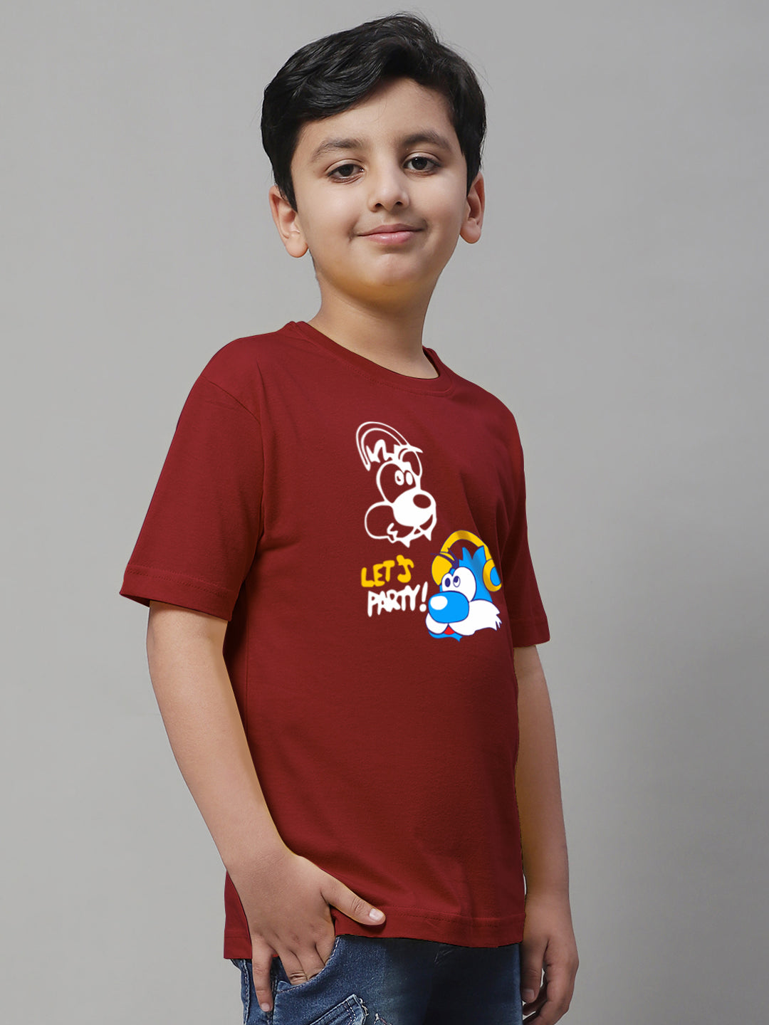 Boys Lets Party Regular Fit Printed T-Shirt - Friskers