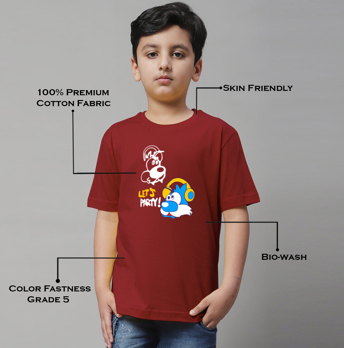 Boys Lets Party Regular Fit Printed T-Shirt - Friskers