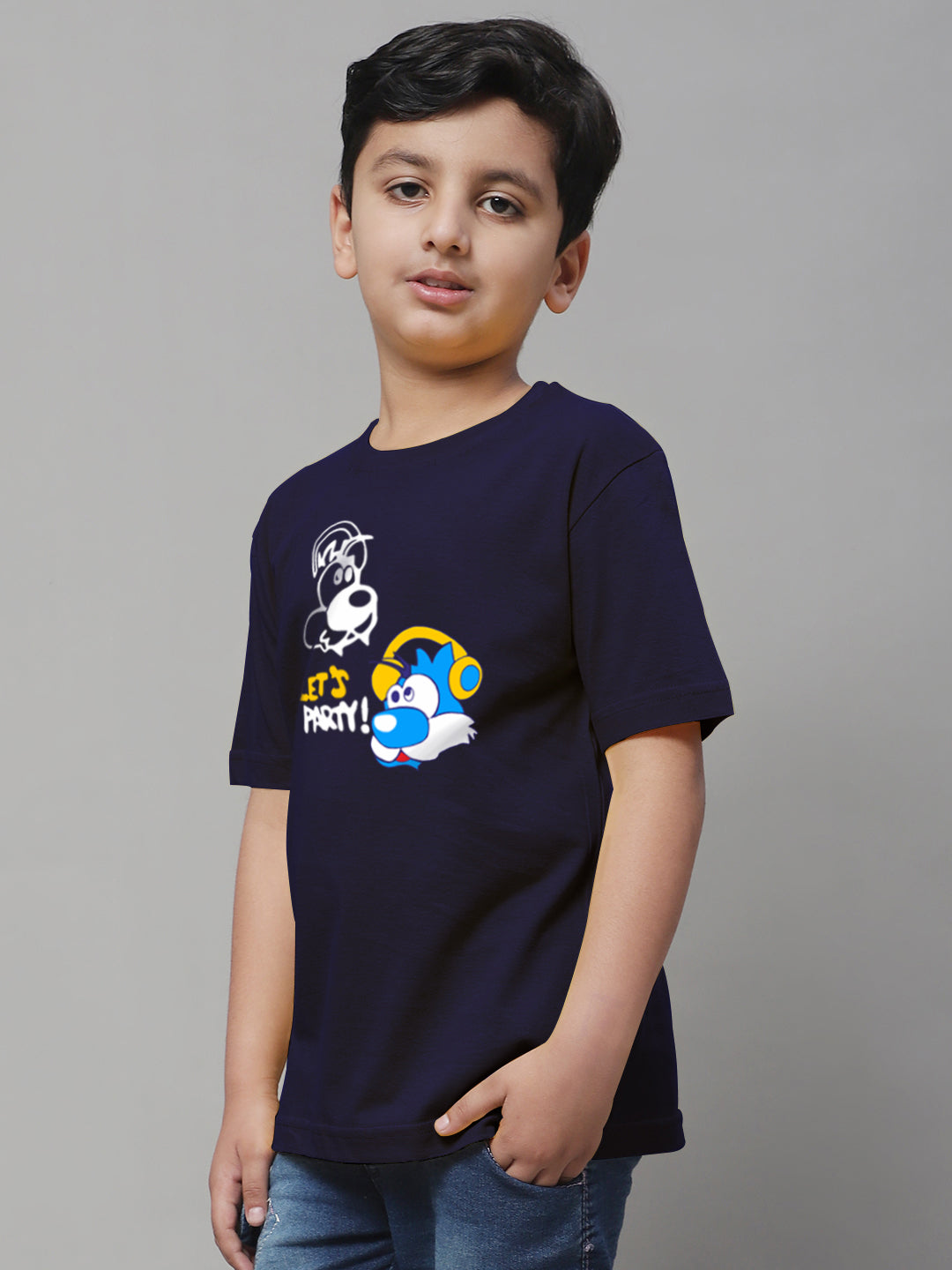 Boys Lets Party Regular Fit Printed T-Shirt - Friskers