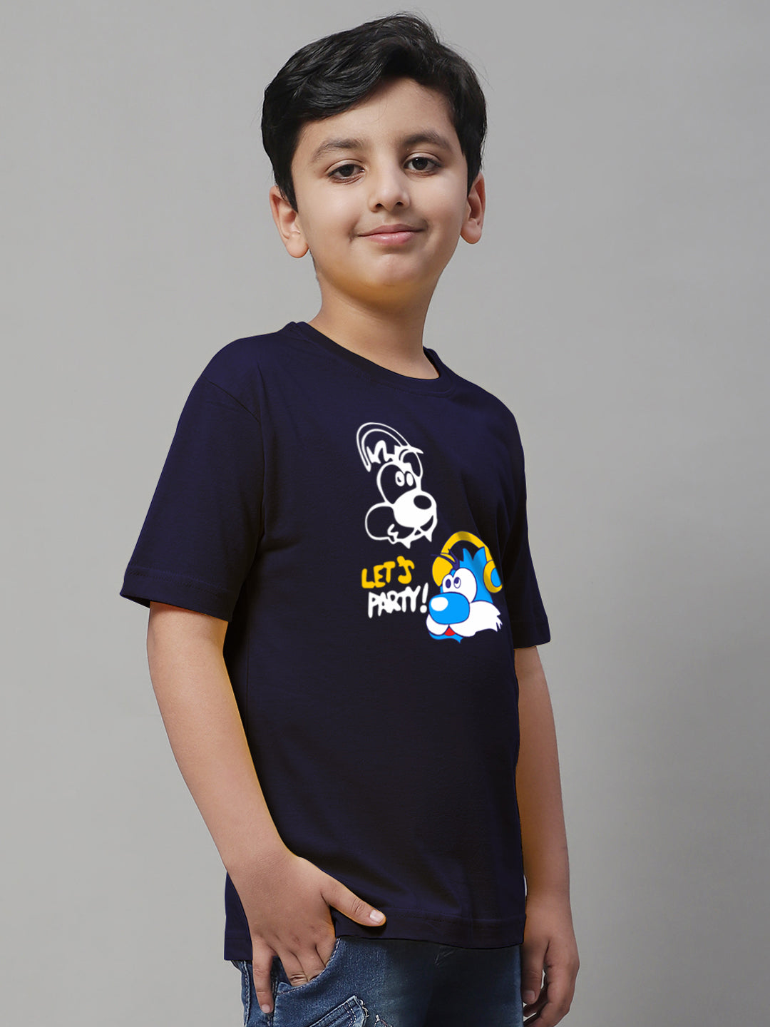 Boys Lets Party Regular Fit Printed T-Shirt - Friskers