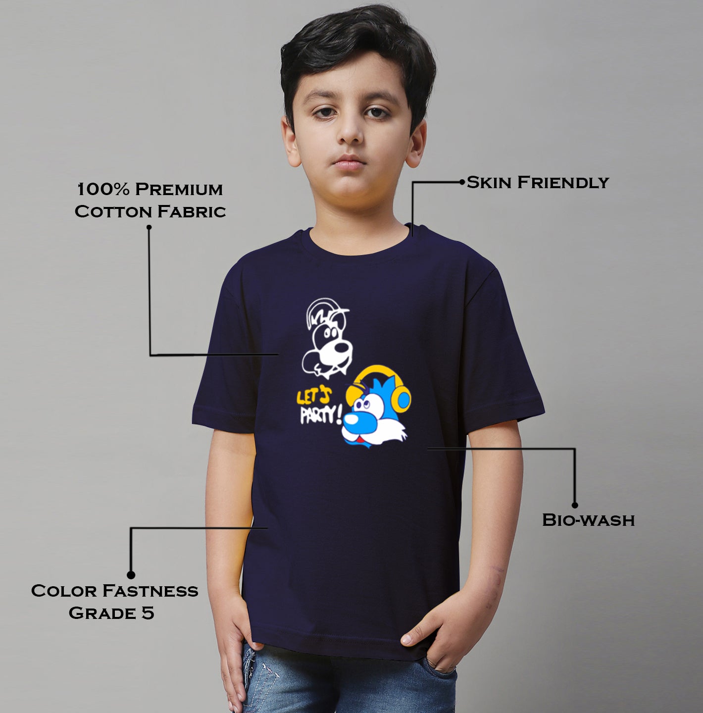 Boys Lets Party Regular Fit Printed T-Shirt - Friskers