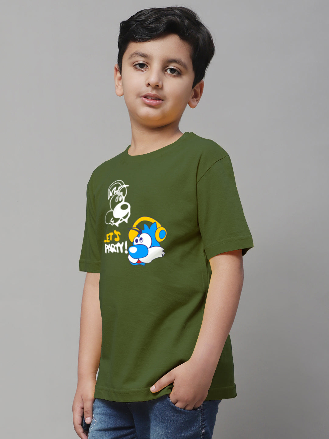 Boys Lets Party Regular Fit Printed T-Shirt - Friskers