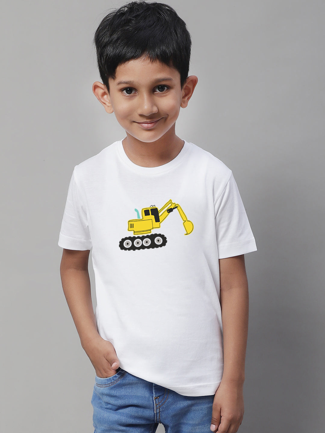 Boys Excavator Regular Fit Printed T-Shirt - Friskers
