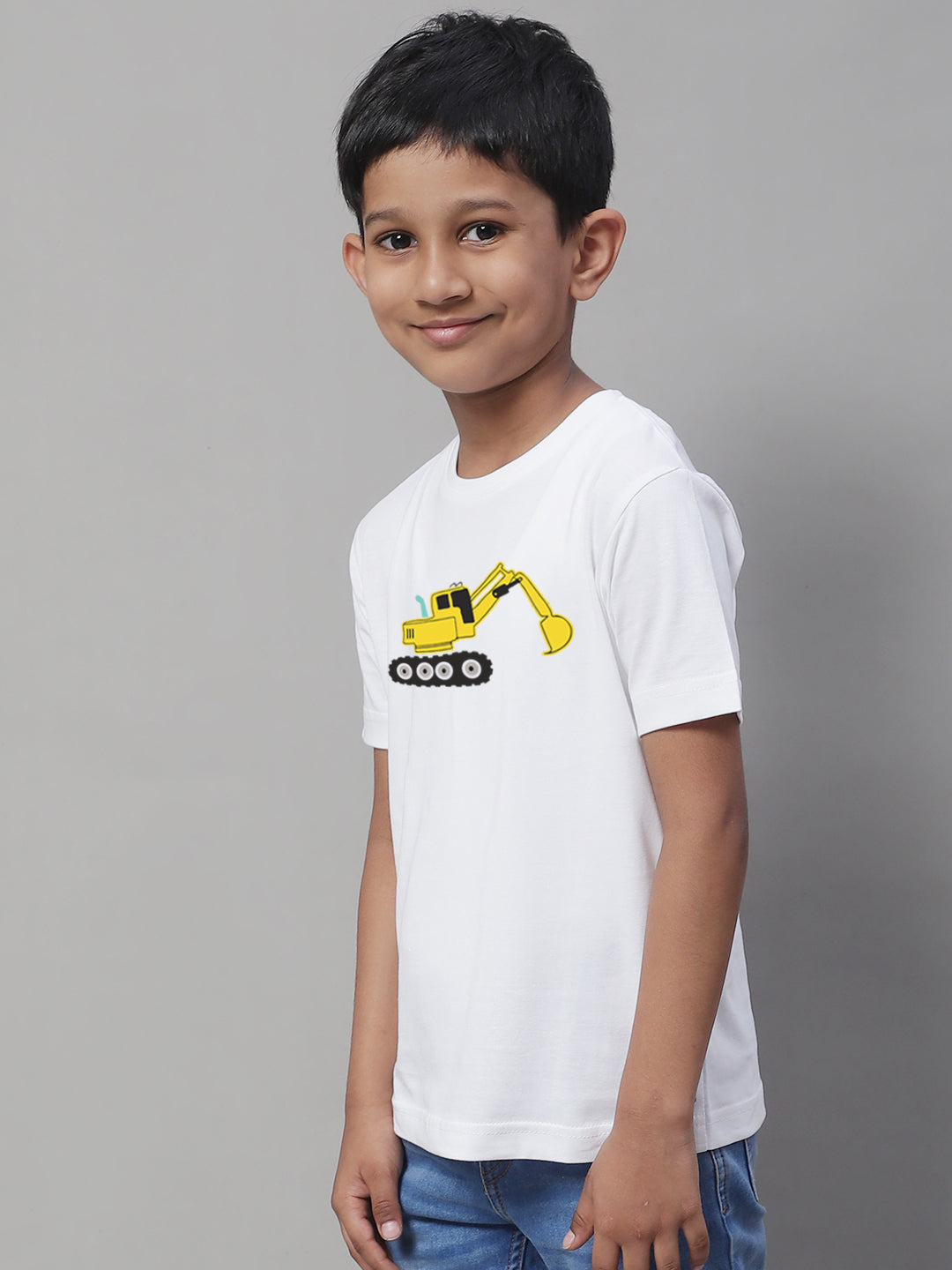 Boys Excavator Regular Fit Printed T-Shirt - Friskers