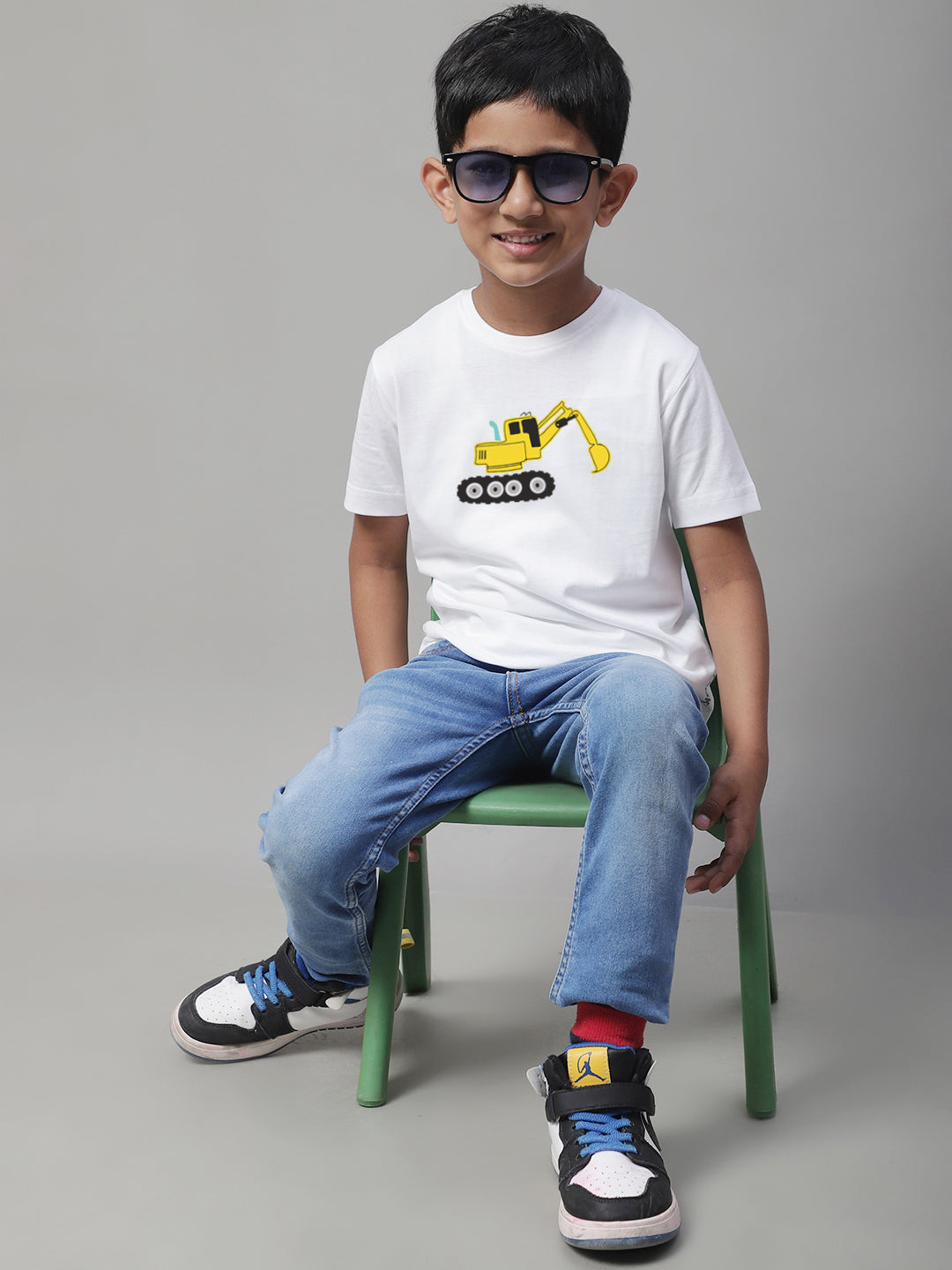 Boys Excavator Regular Fit Printed T-Shirt - Friskers