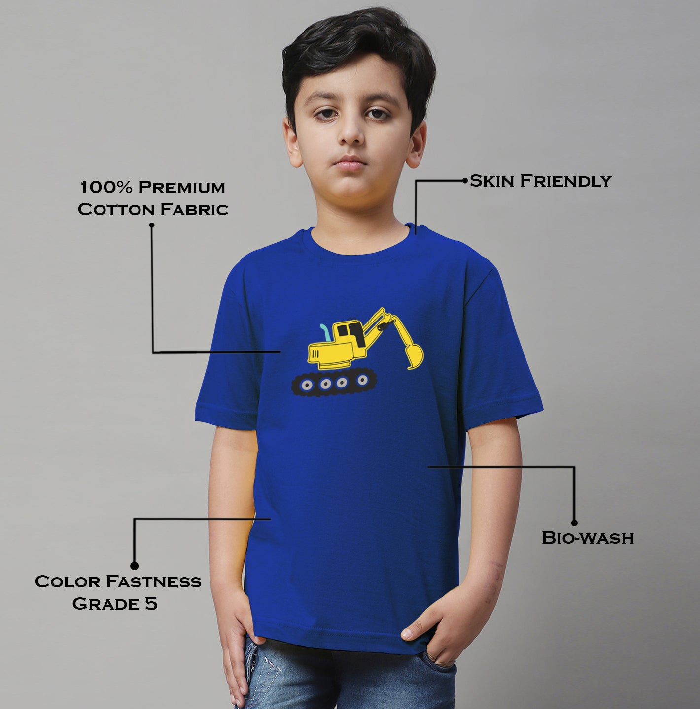 Boys Excavator Regular Fit Printed T-Shirt - Friskers