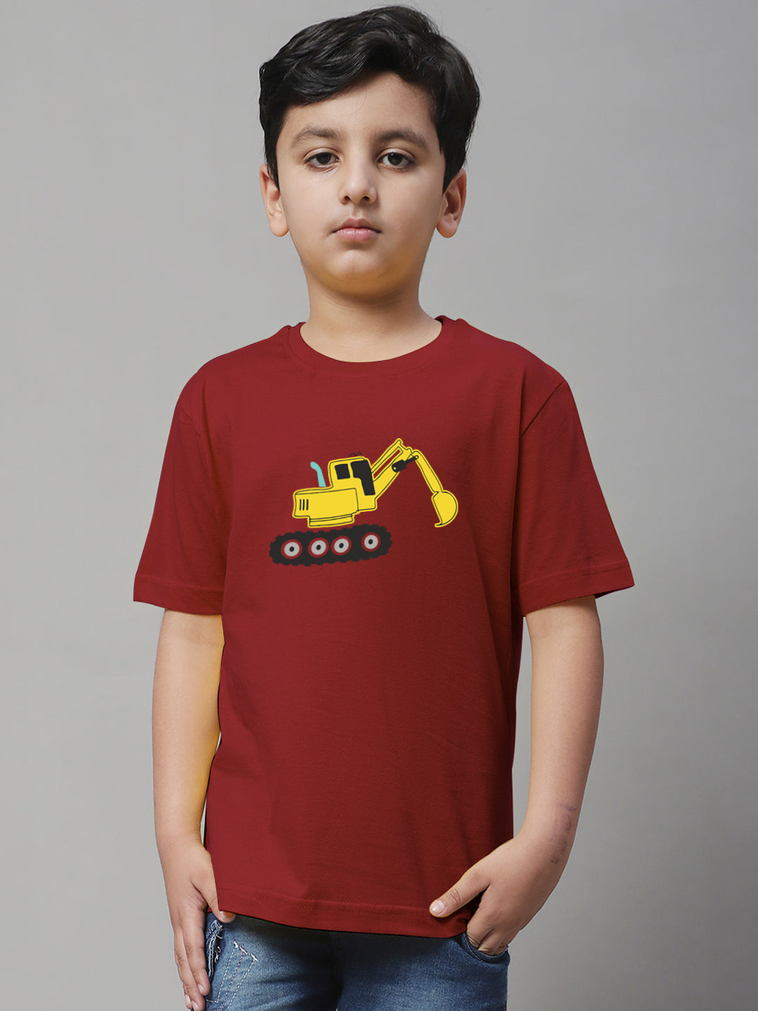 Boys Excavator Regular Fit Printed T-Shirt - Friskers
