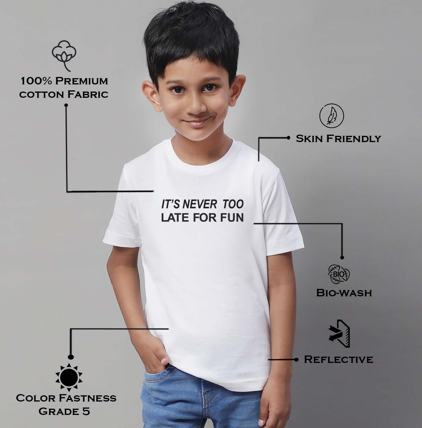 Boys Never Too Late Regular Fit Printed T-Shirt - Friskers