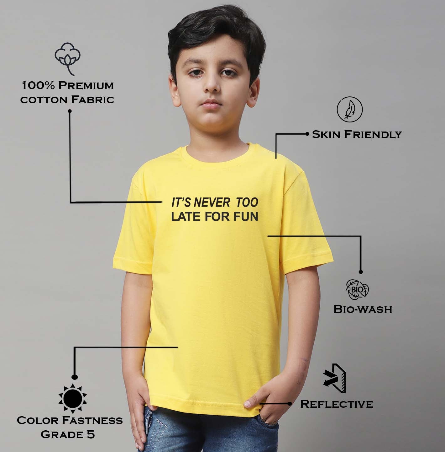Boys Never Too Late Regular Fit Printed T-Shirt - Friskers
