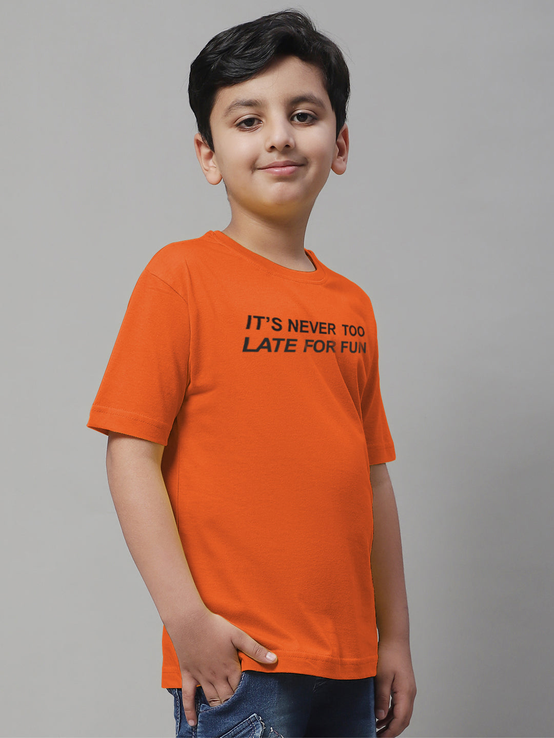 Boys Never Too Late Regular Fit Printed T-Shirt - Friskers