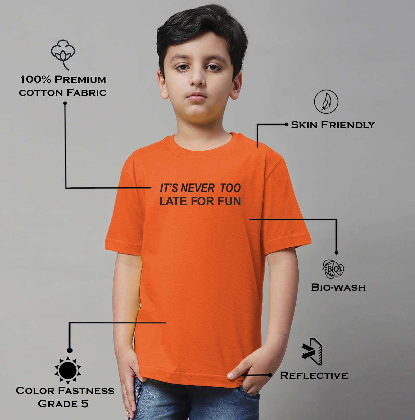 Boys Never Too Late Regular Fit Printed T-Shirt - Friskers