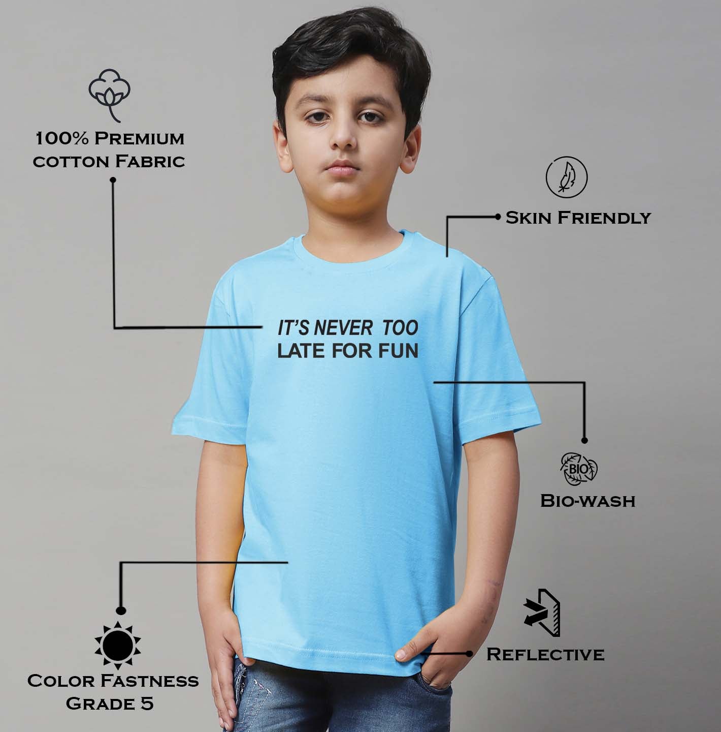 Boys Never Too Late Regular Fit Printed T-Shirt - Friskers