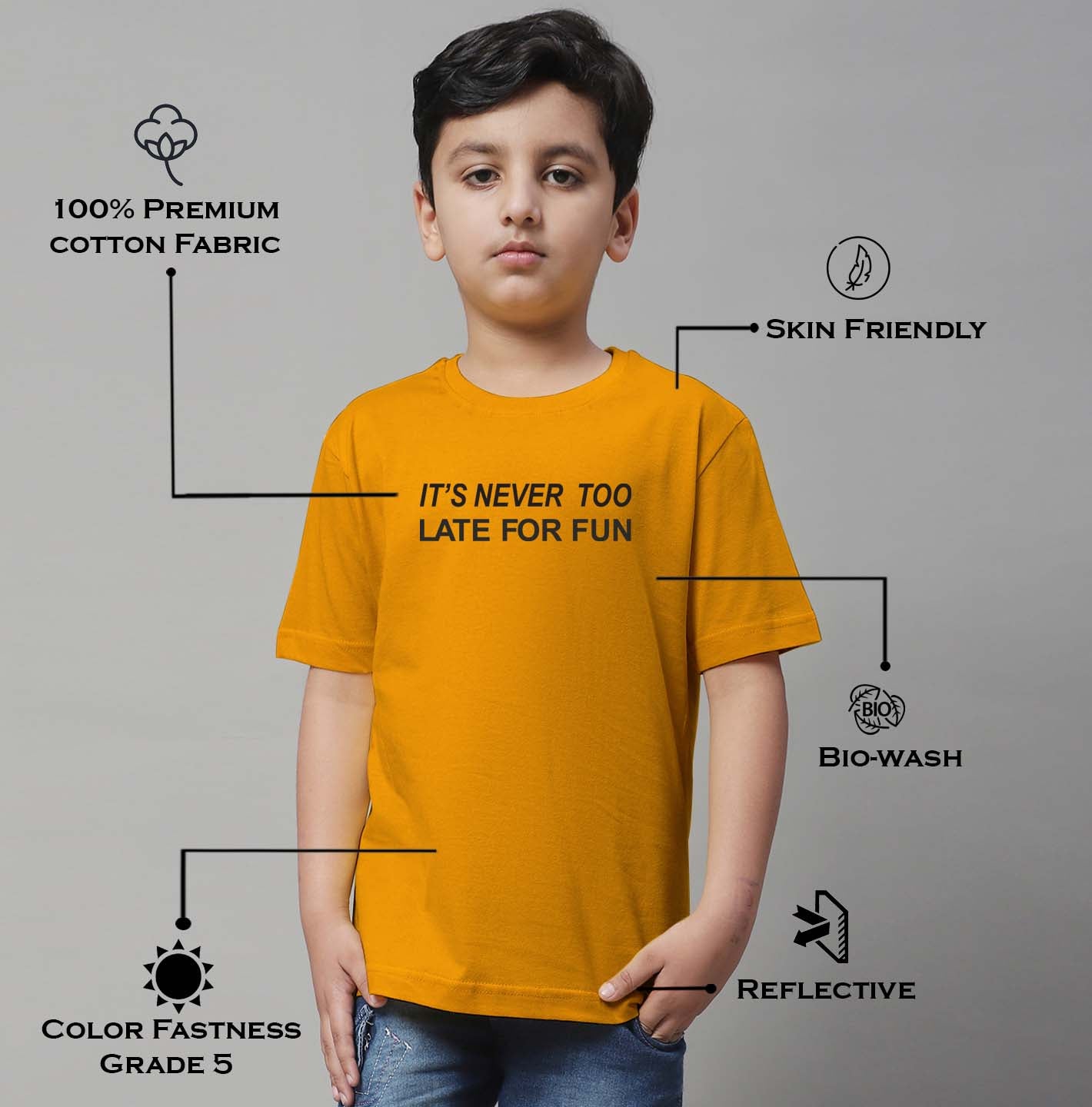 Boys Never Too Late Regular Fit Printed T-Shirt - Friskers