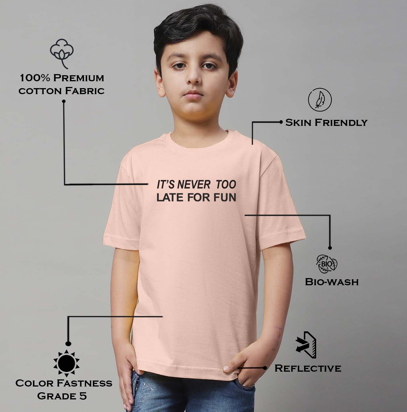 Boys Never Too Late Regular Fit Printed T-Shirt - Friskers
