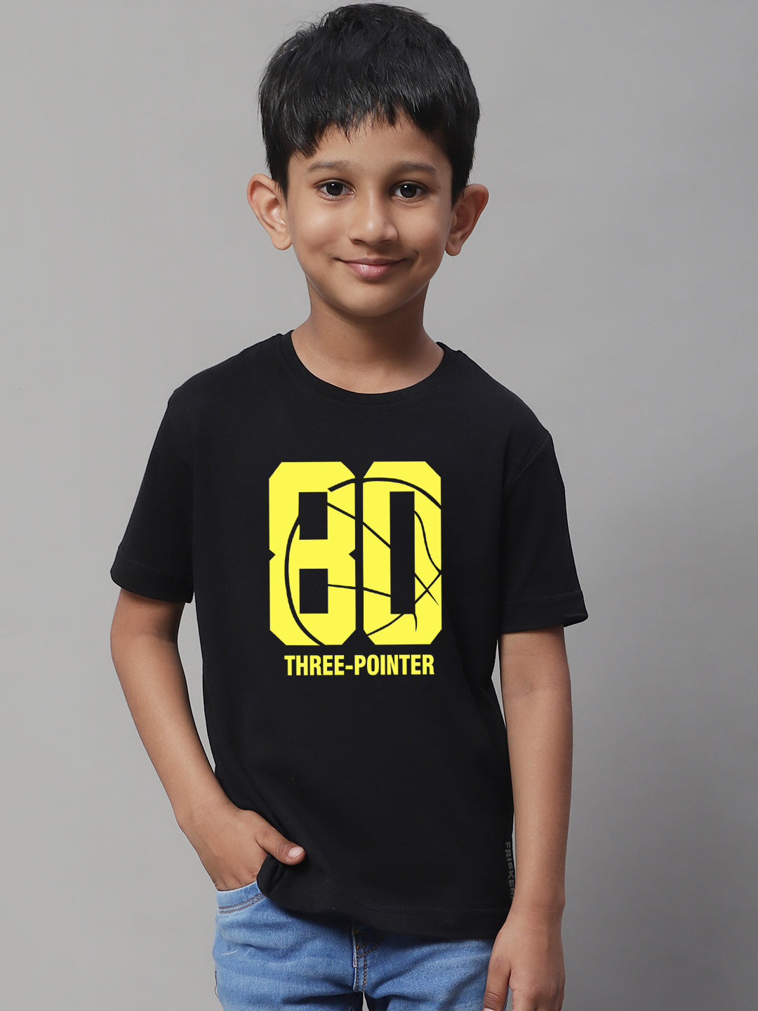 Boys Three Pointer Regular Fit Printed T-Shirt - Friskers