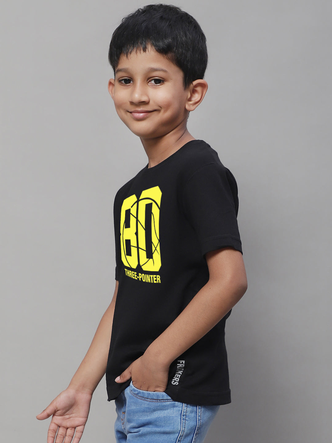 Boys Three Pointer Regular Fit Printed T-Shirt - Friskers