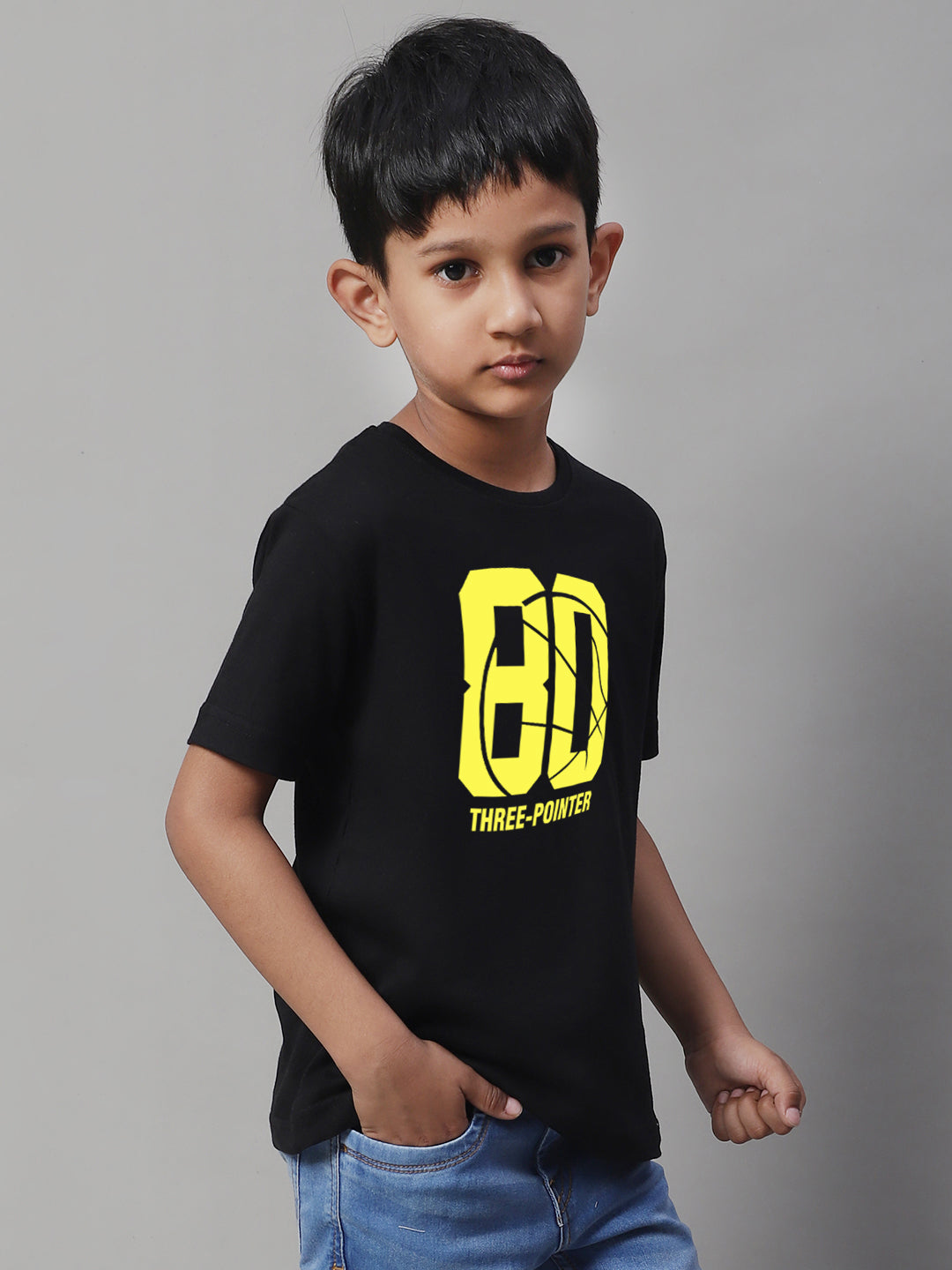 Boys Three Pointer Regular Fit Printed T-Shirt - Friskers