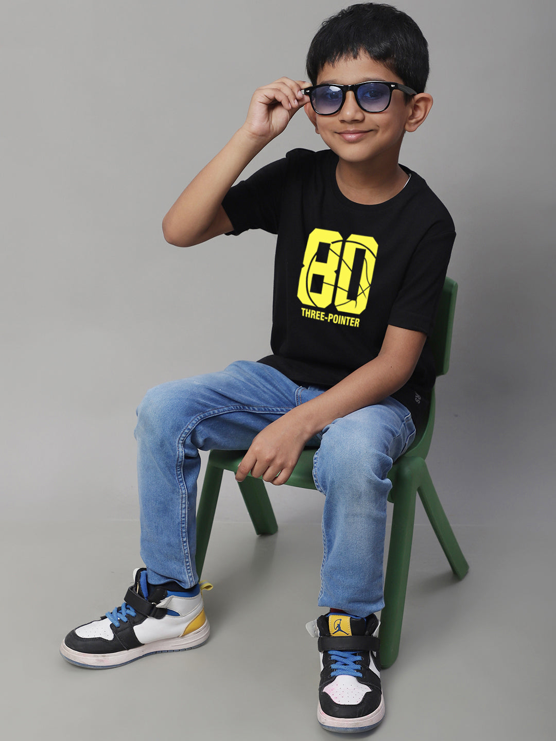 Boys Three Pointer Regular Fit Printed T-Shirt - Friskers