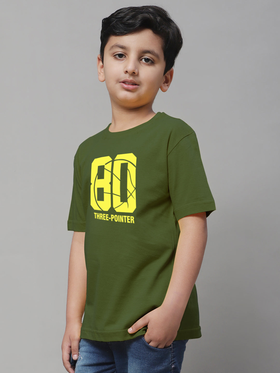 Boys Three Pointer Regular Fit Printed T-Shirt - Friskers