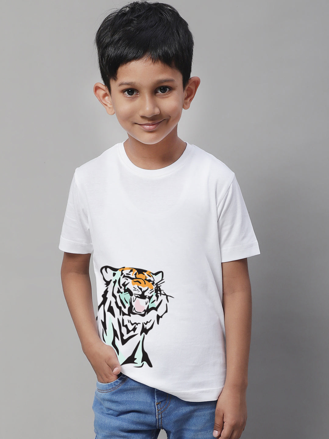 Boys Tiger Regular Fit Printed T-Shirt - Friskers
