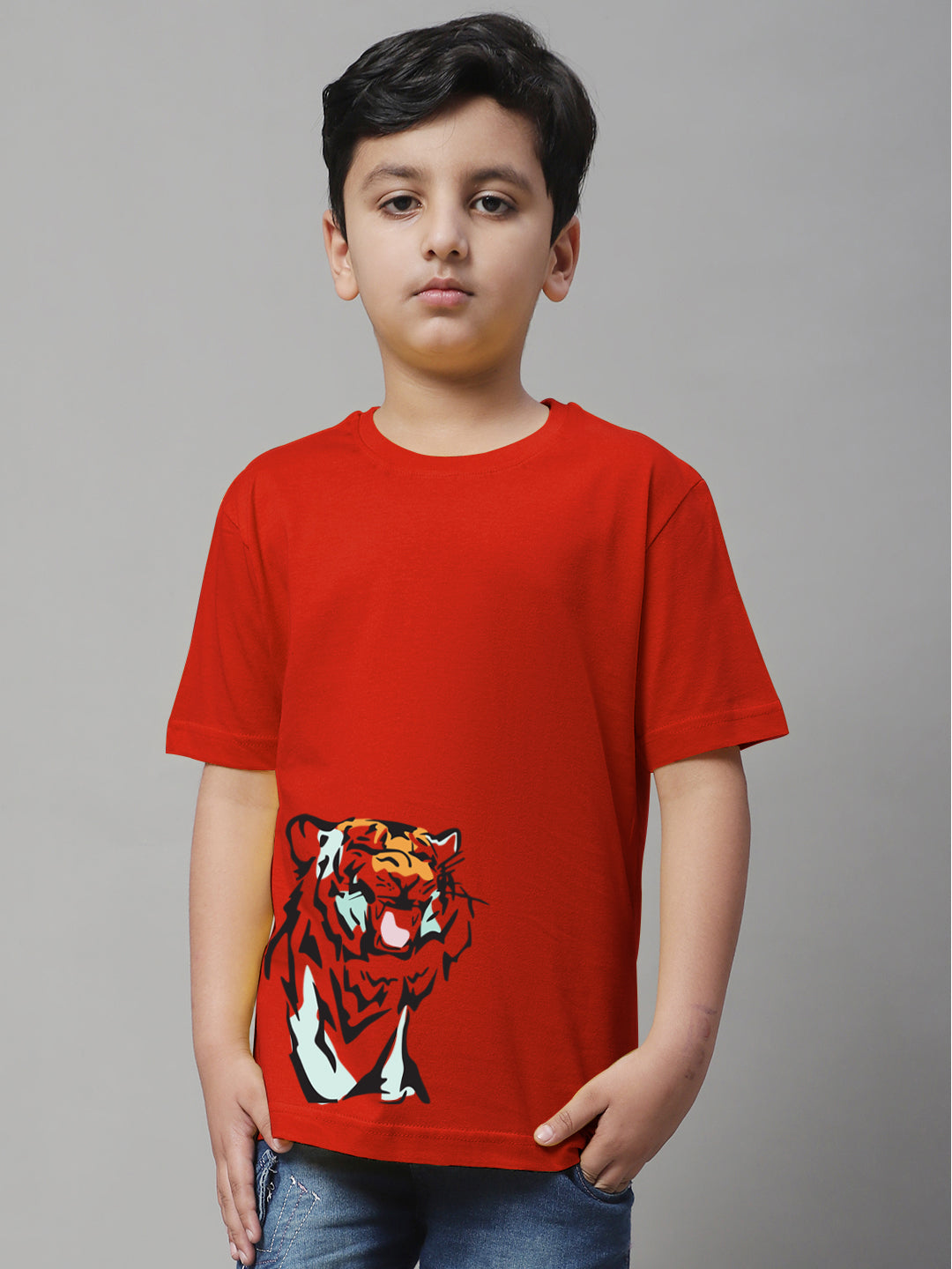 Boys Tiger Regular Fit Printed T-Shirt - Friskers
