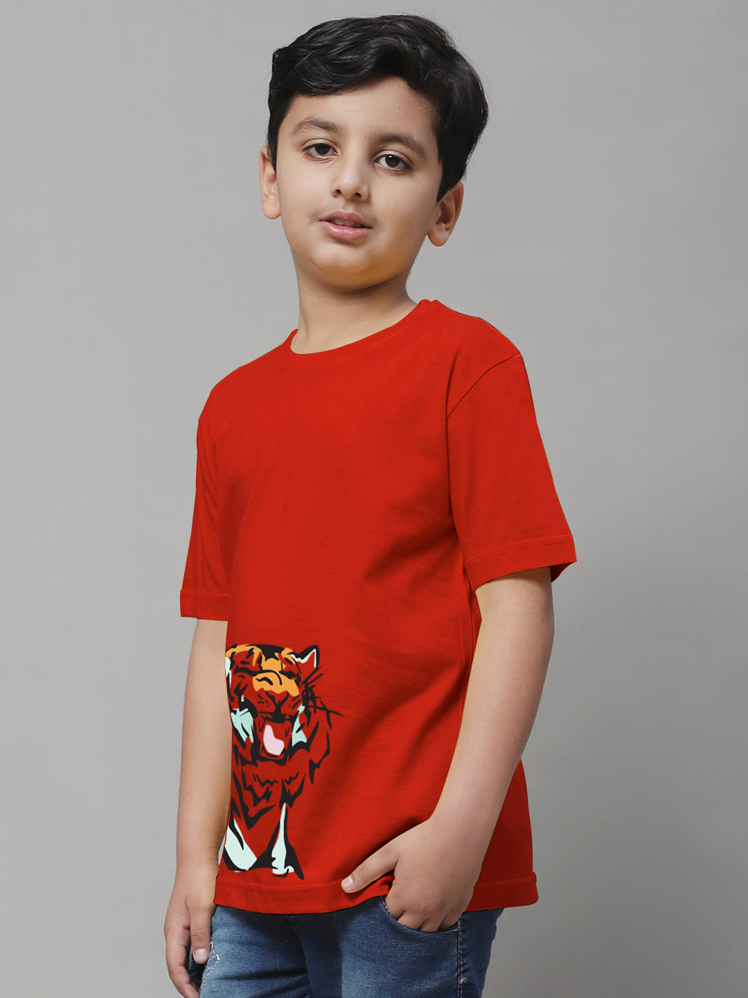 Boys Tiger Regular Fit Printed T-Shirt - Friskers