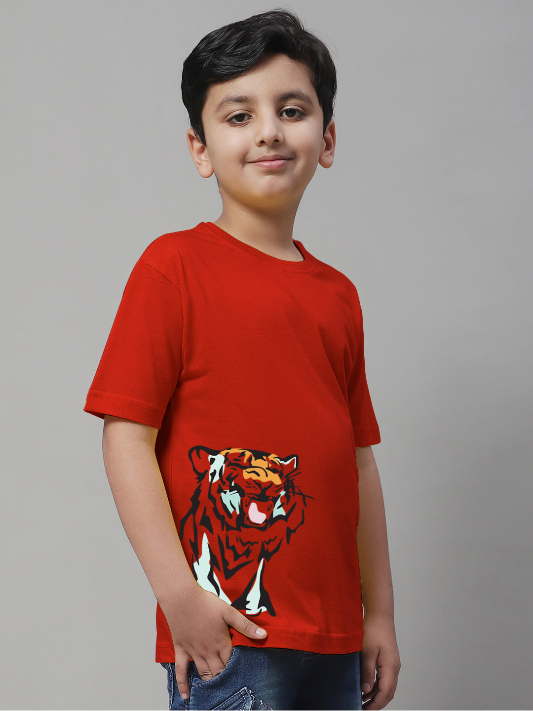 Boys Tiger Regular Fit Printed T-Shirt - Friskers