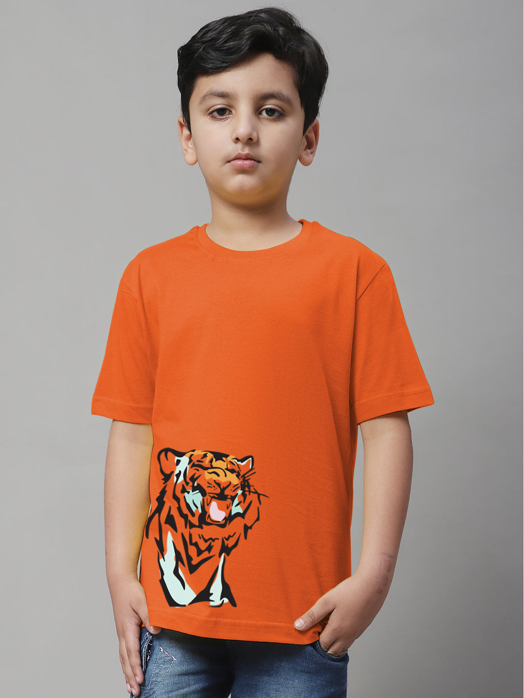 Boys Tiger Regular Fit Printed T-Shirt - Friskers