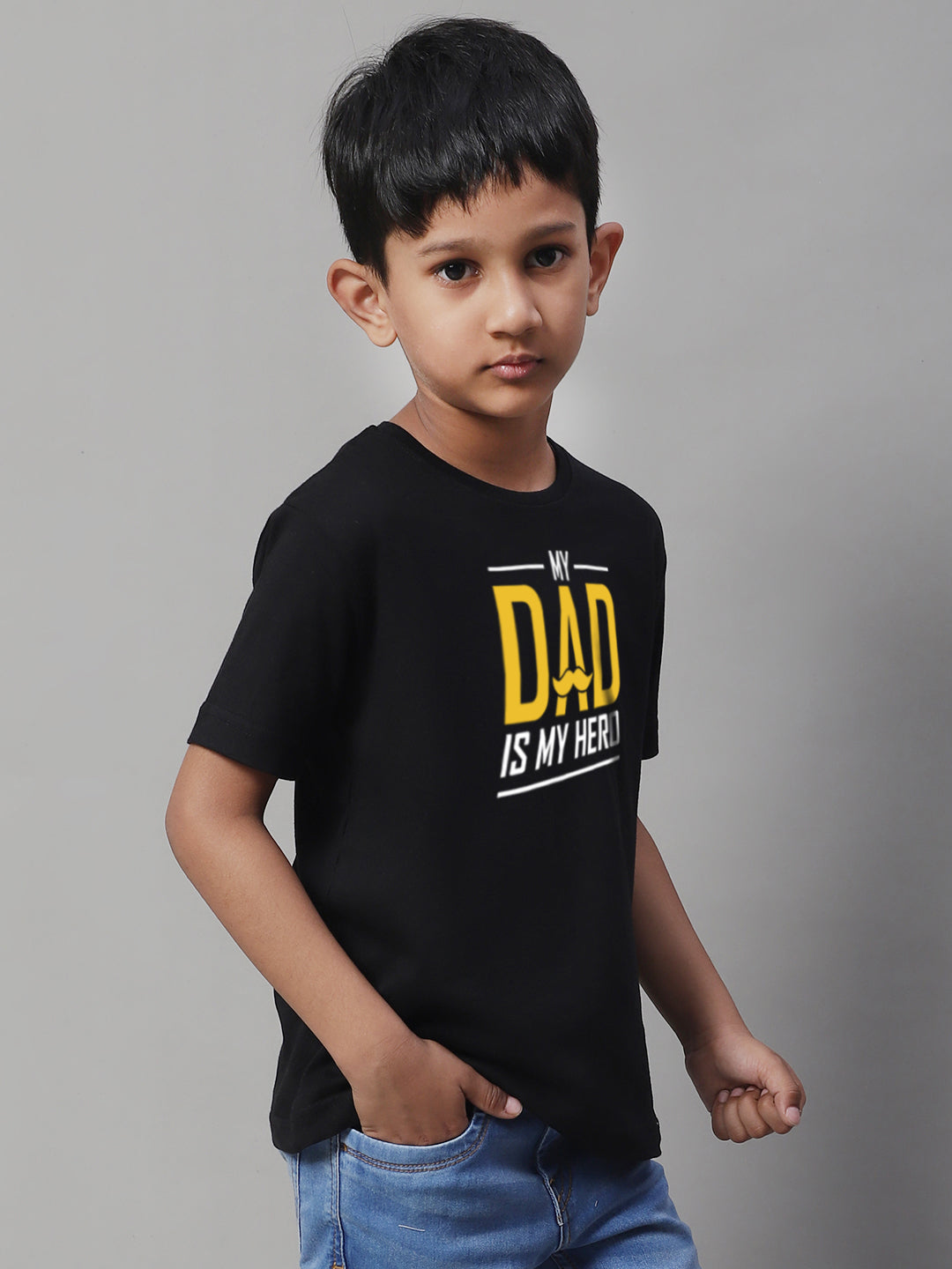 Boys My Dad Is My Hero Regular Fit Printed T-Shirt - Friskers