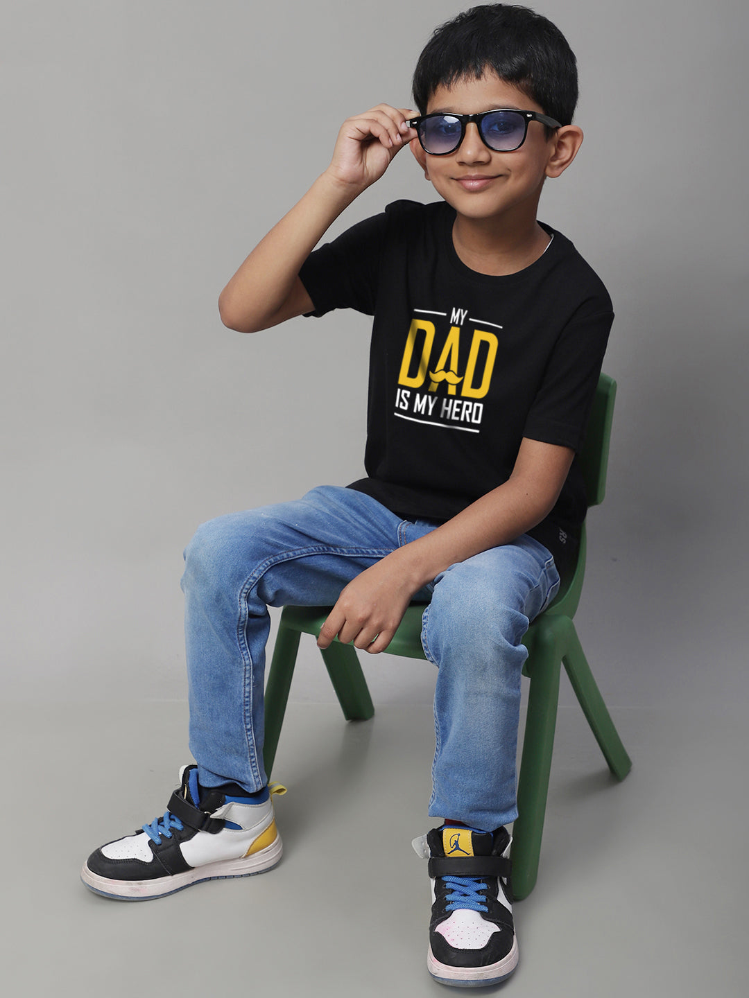 Boys My Dad Is My Hero Regular Fit Printed T-Shirt - Friskers