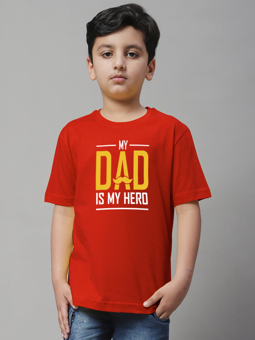 Boys My Dad Is My Hero Regular Fit Printed T-Shirt - Friskers