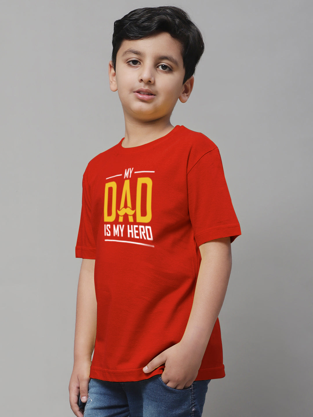 Boys My Dad Is My Hero Regular Fit Printed T-Shirt - Friskers