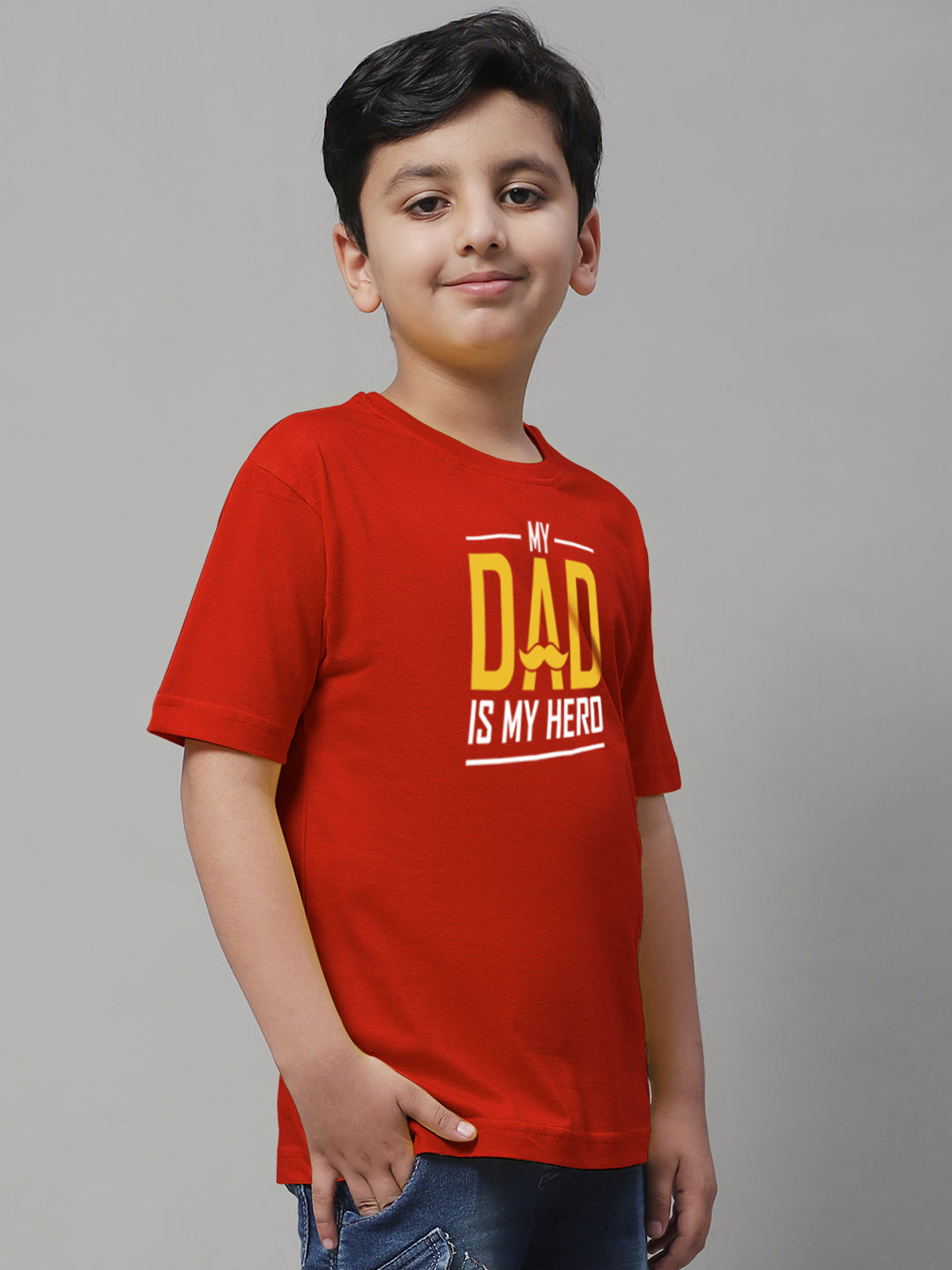 Boys My Dad Is My Hero Regular Fit Printed T-Shirt - Friskers