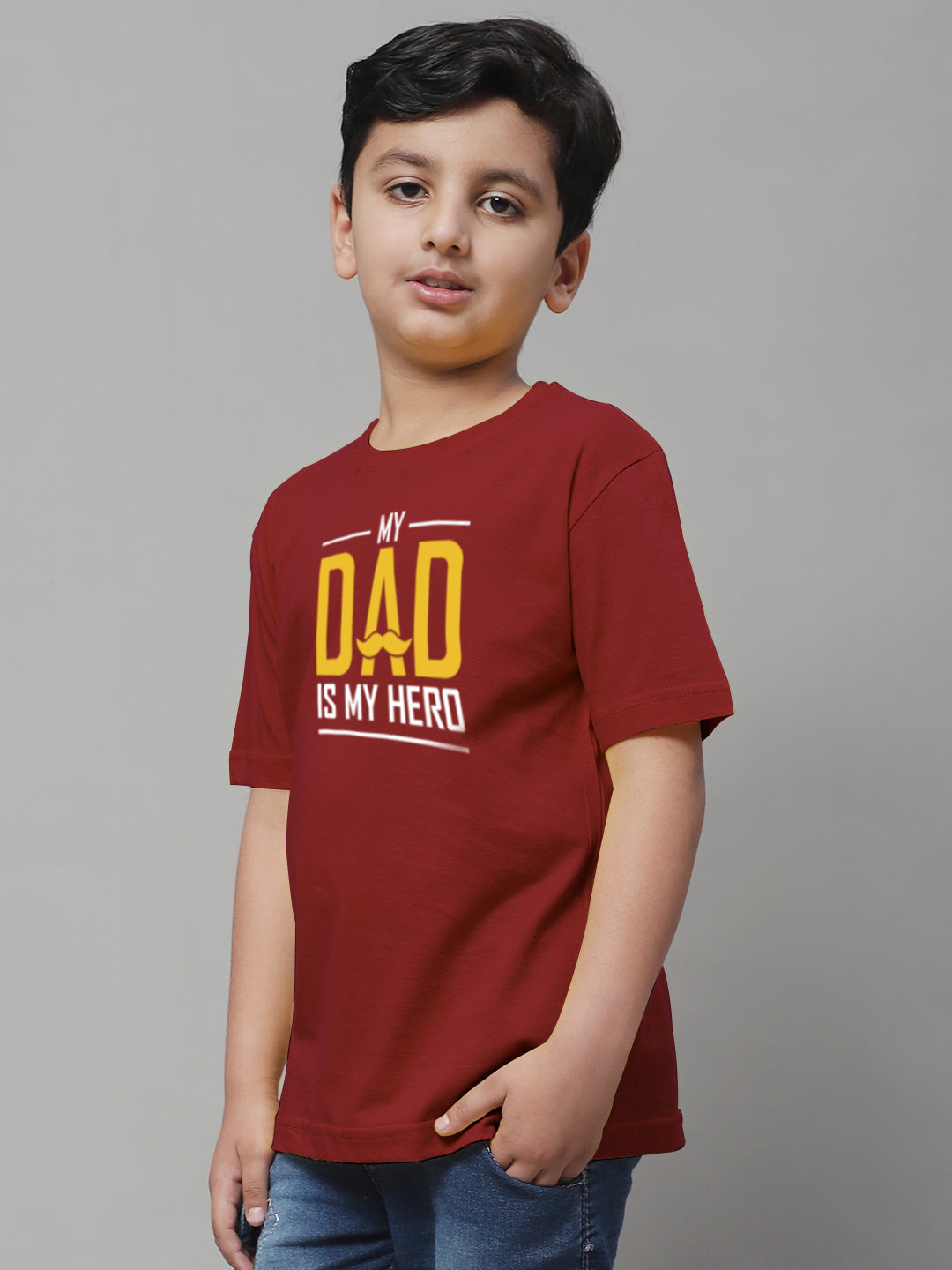 Boys My Dad Is My Hero Regular Fit Printed T-Shirt - Friskers