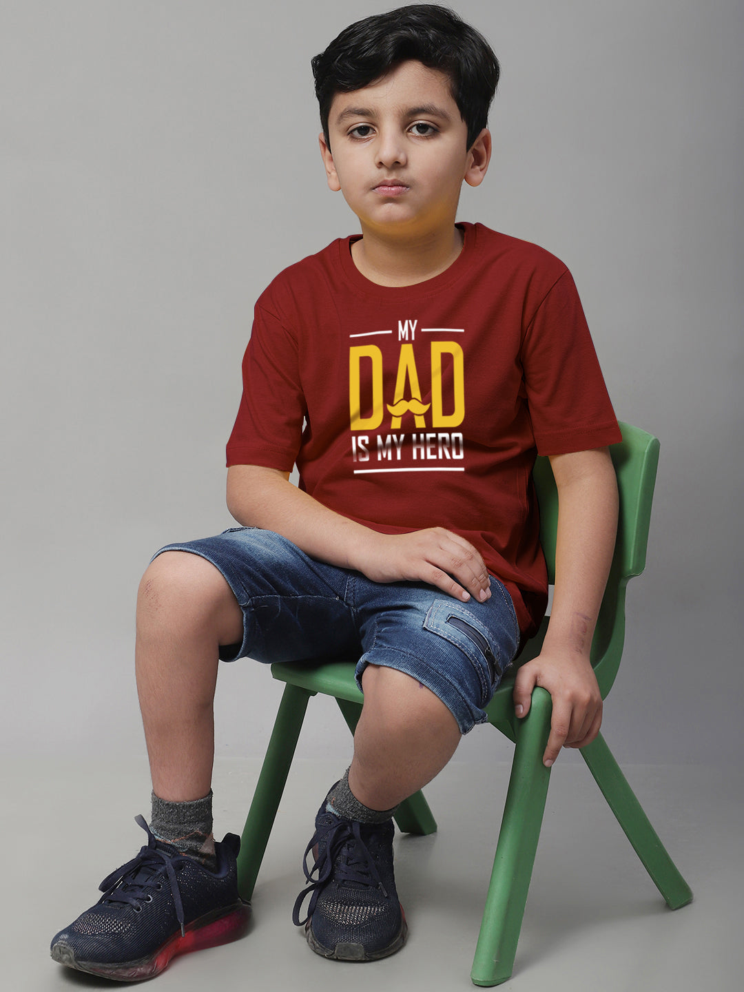 Boys My Dad Is My Hero Regular Fit Printed T-Shirt - Friskers