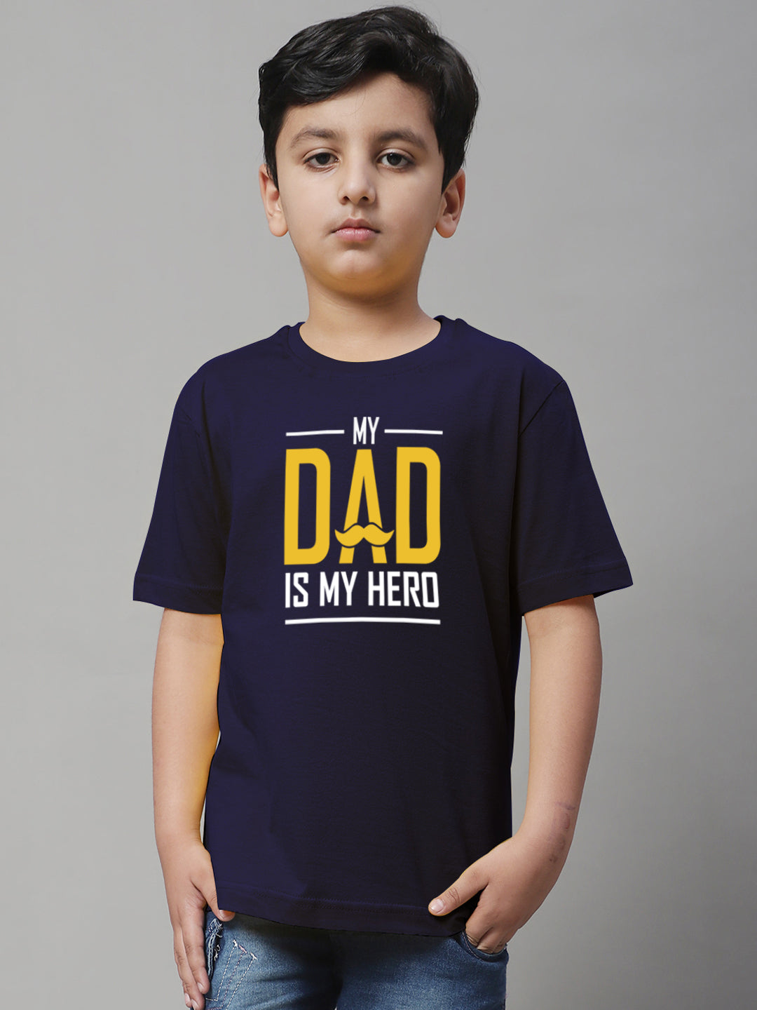 Boys My Dad Is My Hero Regular Fit Printed T-Shirt - Friskers