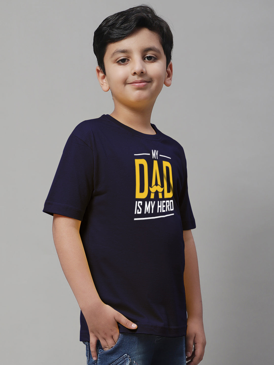 Boys My Dad Is My Hero Regular Fit Printed T-Shirt - Friskers