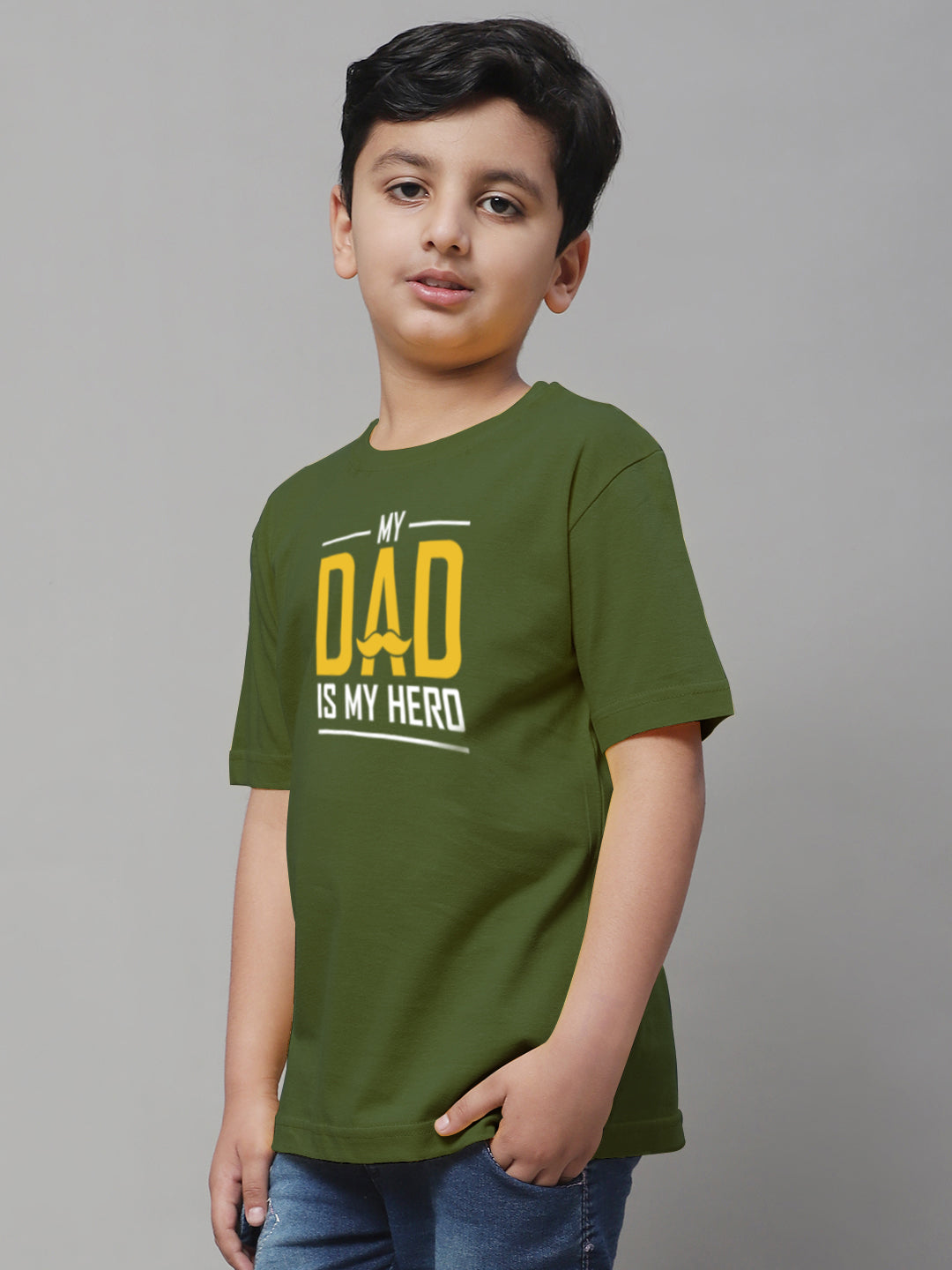 Boys My Dad Is My Hero Regular Fit Printed T-Shirt - Friskers