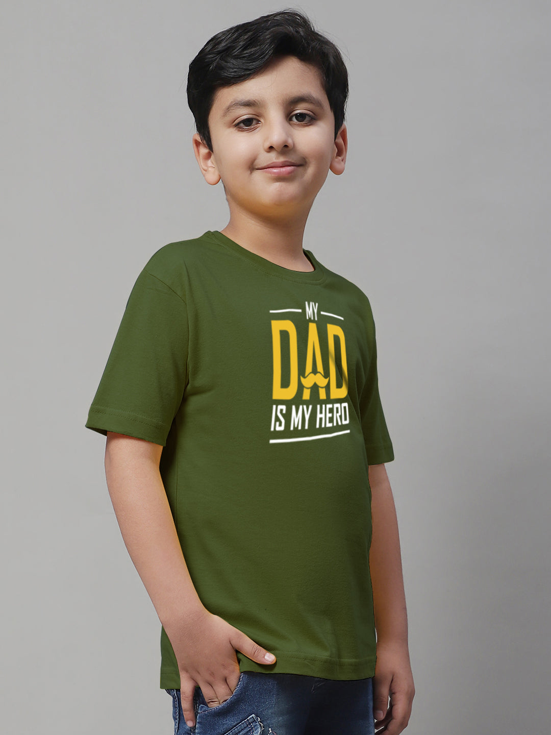Boys My Dad Is My Hero Regular Fit Printed T-Shirt - Friskers