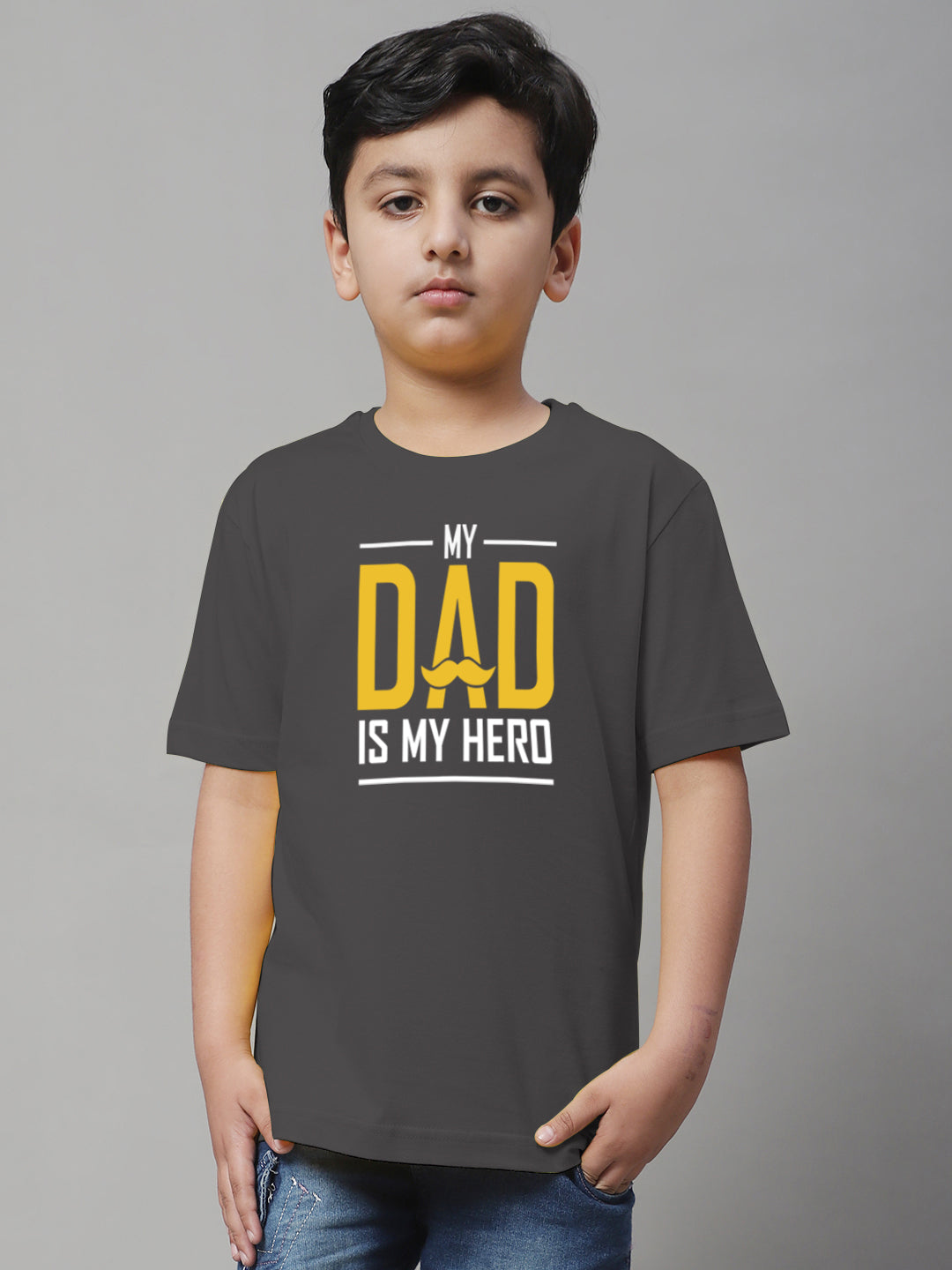 Boys My Dad Is My Hero Regular Fit Printed T-Shirt - Friskers