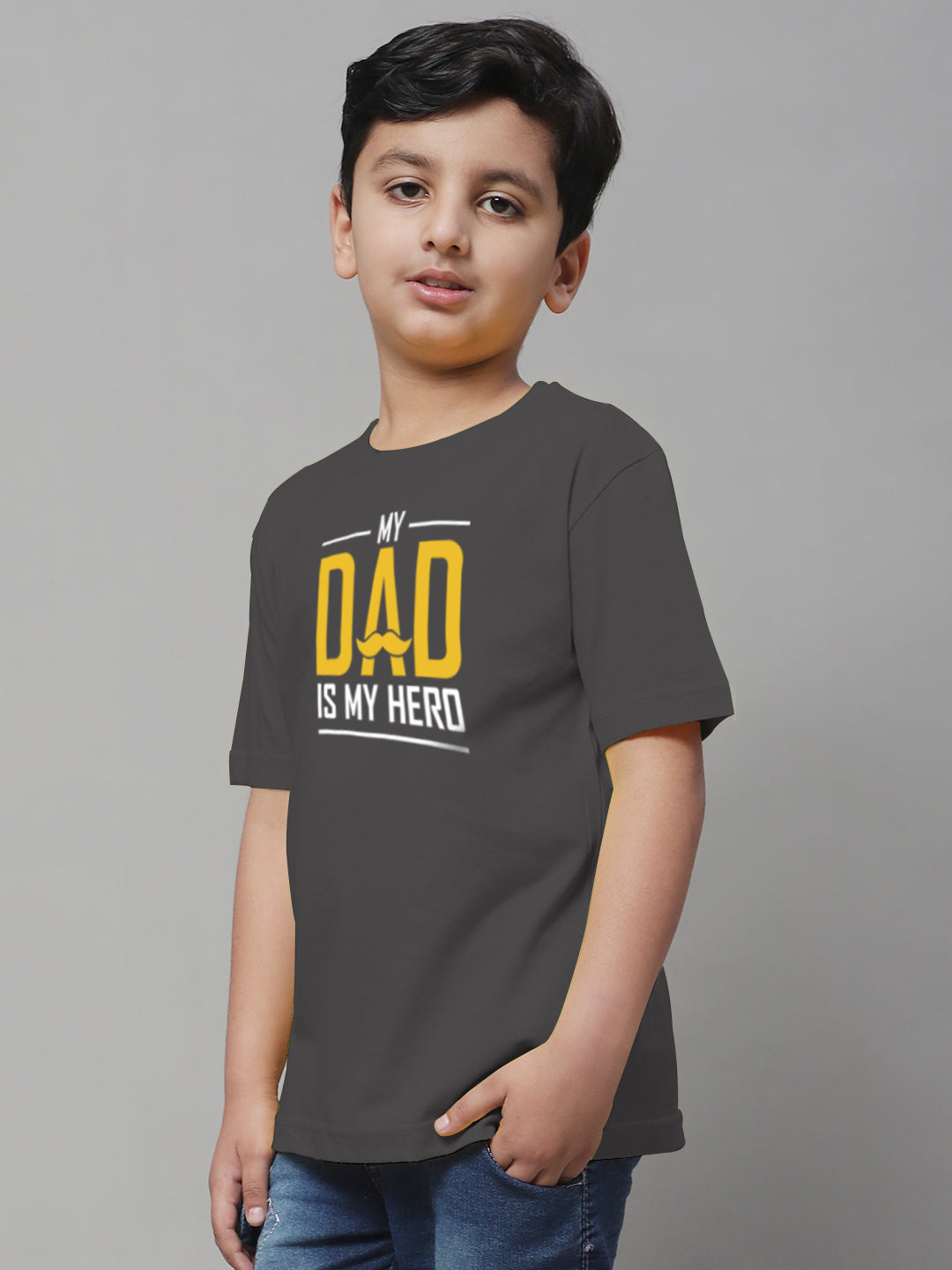 Boys My Dad Is My Hero Regular Fit Printed T-Shirt - Friskers