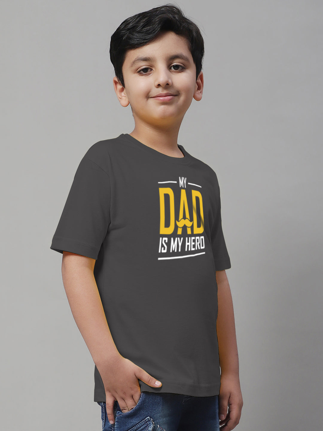 Boys My Dad Is My Hero Regular Fit Printed T-Shirt - Friskers