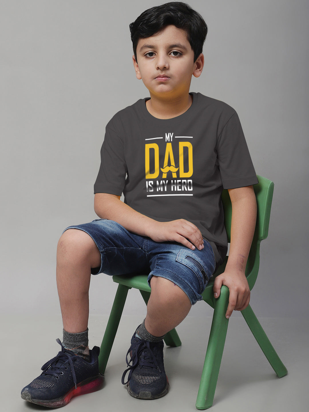 Boys My Dad Is My Hero Regular Fit Printed T-Shirt - Friskers